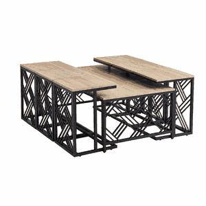 طقم طاولات خشب MDF و معدن، 7 قطع - اسود بني product image 2