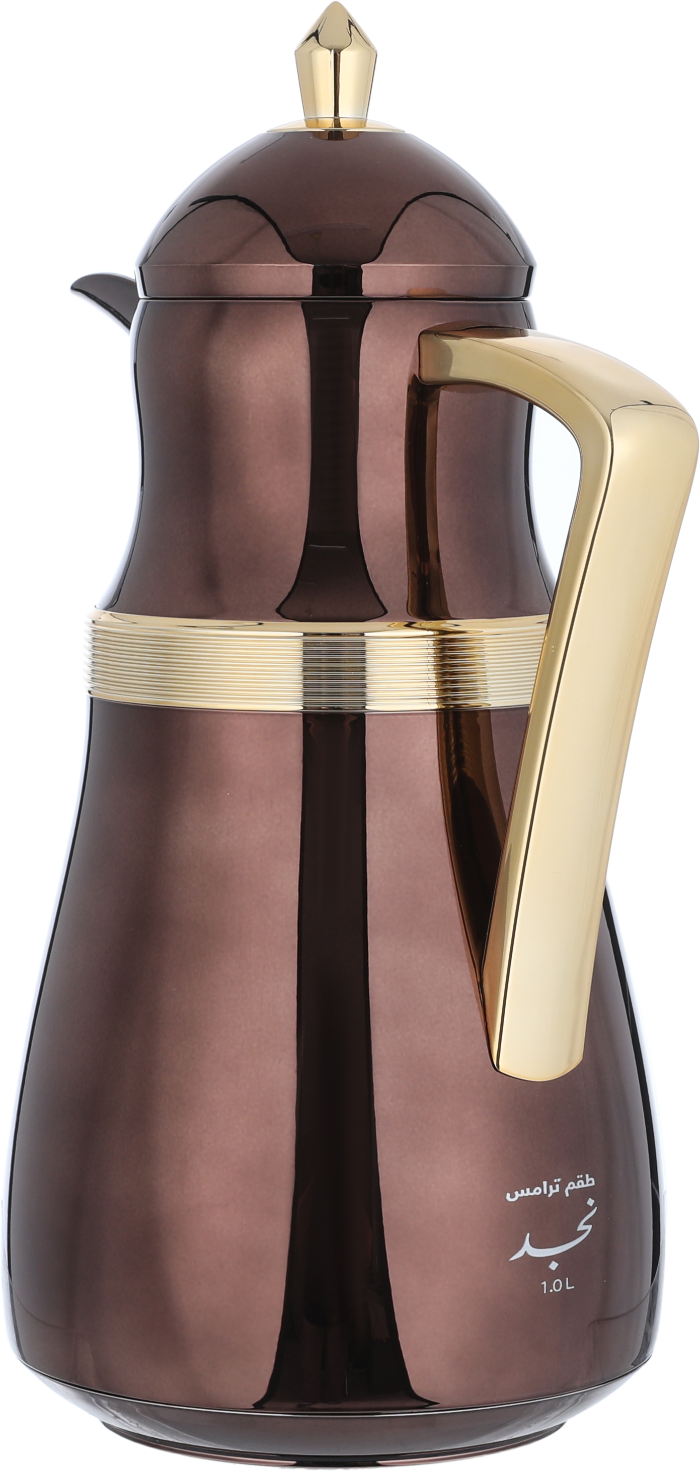 Al Saif Gallery Najd Thermos Set, 1/1 Liter, Inner Glass Container, Stainless Steel Outer Body - Gold Brown product image 3