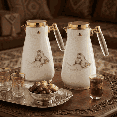 طقم ترامس وئام السيف غاليري، 0.75 /1لتر، قطعتين، حافظة داخلية زجاج حراري، هيكل خارجي استيل - لؤلؤي product image 2