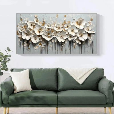 لوحة جدارية كانفس يدوي مع طباعة، 180×90 سم، اطار ذهبي - متعدد الالوان product image 4