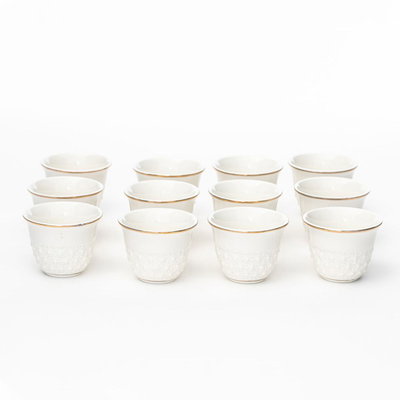 طقم فناجين قهوة عربي بورسلان السيف غاليري، 12 قطعة - أبيض product image 1