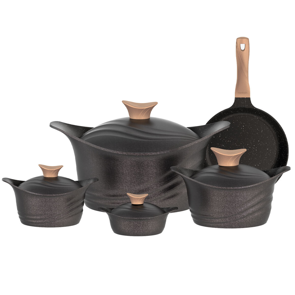 طقم قدور تيتانيوم جرانيت نيوكلاين، 9 قطع - أسود product image