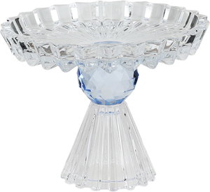 Al Saif Gallery Glass Dessert Serving Stand, Blue Base, 13.5x13.5x11 cm - Transparent product image