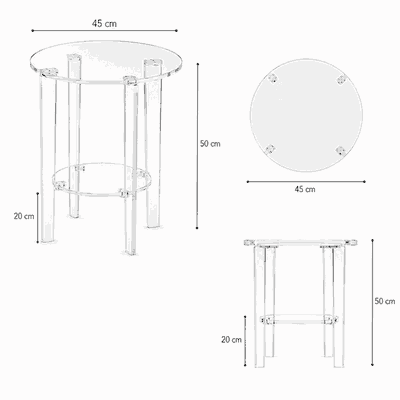 طقم طاولات اكريلك و زجاج، 5 قطع - شفاف product image 4