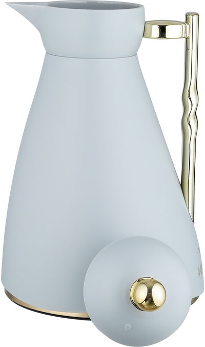 ترمس نور جلوري، 1 لتر، حافظة داخلية زجاج، ضغاط، يد ذهبي- رمادي فاتح product image 4