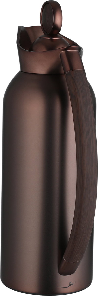 Al Saif Gallery 2-piece 1/2 liter thermos set, tempered glass inner container, wooden handle, plunger - matte brass product image 7