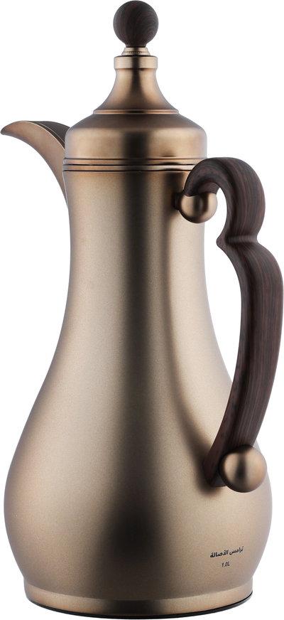 Al Saif Gallery Al Asalah Thermos Set, 1 + 1 Liter, 2 Pieces, Inner Glass Case, Stainless Steel Outer Body - Dark Bronze product image 4