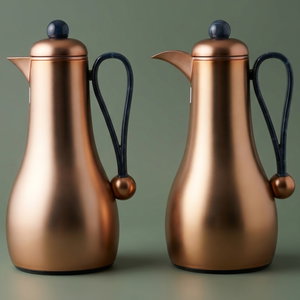 Al Saif Gallery Gheem Thermos Set, 2 Pieces, 1/1 Liter, Glass Inner Container, Blue Handle - Copper product image
