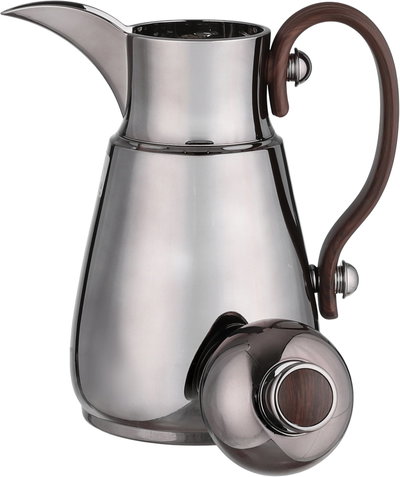 Al Saif Gallery Thermos Dallah Tamim 10, 1 Liter, Stainless Steel Interior, Wooden Handle, Push-Button Lid - Glossy Black product image 5