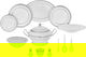 طقم سفرة بورسلان ريدج، 110 قطعة - ابيض فضي product image 1