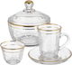 Al Saif Gallery glass tea and coffee serving set, gold, 26 pieces - transparent product image 1