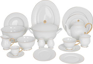 طقم سفرة بورسلان السيف غاليري، 66 قطعة - ابيض product image