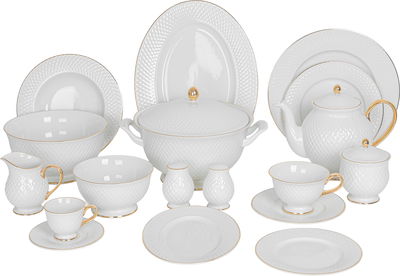 طقم سفرة بورسلان السيف غاليري، 66 قطعة - ابيض product image 1
