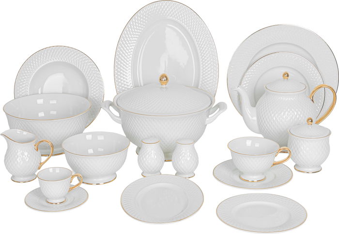 طقم سفرة بورسلان السيف غاليري، 66 قطعة - ابيض product image 1