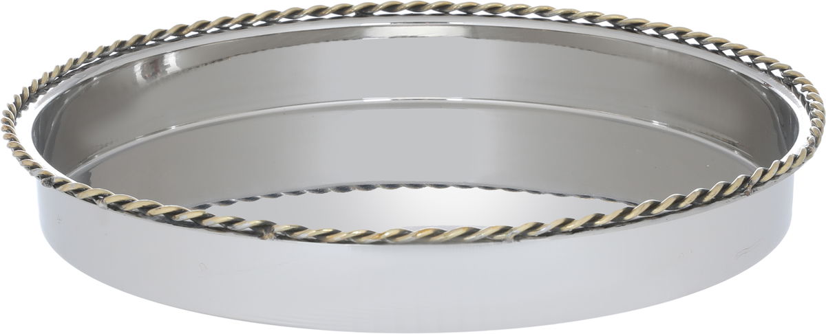 Al Saif Gallery Steel Serving Plate, Round - Silver product image