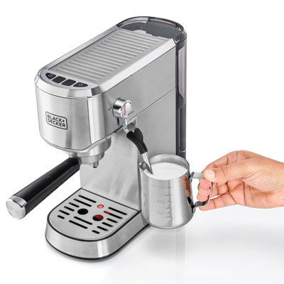 Black ECM150-B5 & Decker Espresso Coffee Machine, 1450W, 15 Bar, 1L - Silver product image 3