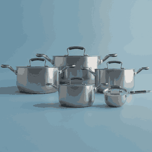 طقم قدور استيل روكي، 10 قطع، يد سيلكون - فضي product image