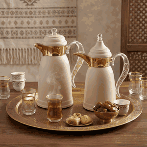 طقم ترامس قمر السيف غاليري، 0.7 / 1 لتر، حافظة داخلية زجاج حراري، هيكل خارجي استيل - بيج product image 2