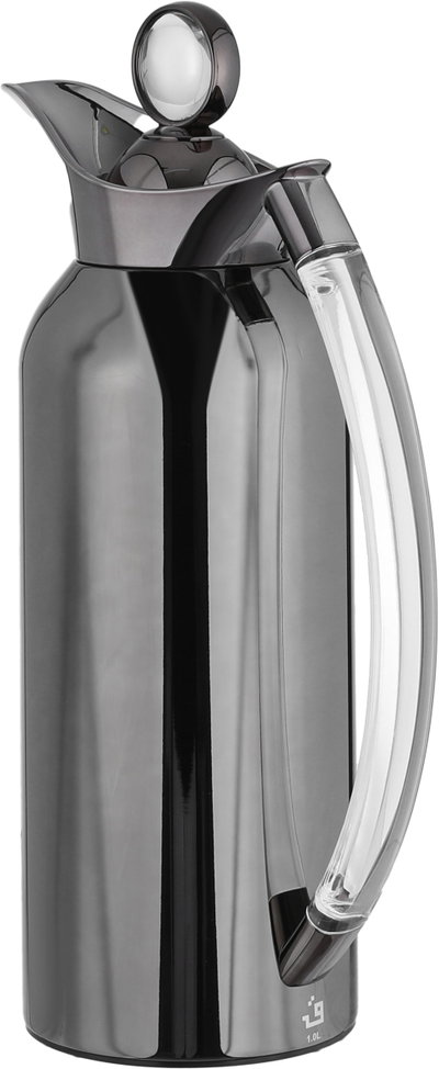 Al Saif Gallery Al Thuraya Thermos Set, 2 Pieces, 1/1 Liter, glass interior, transparent handle, push-button lid - black product image 8