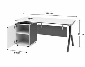 مكتب إداري مودرن خشب MDF، 120x60x75 سم - ابيض رمادي product image 2
