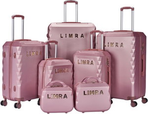 طقم شنط سفر ABS ليمرا، 7 مقاسات، 4 عجلات، زاويه 360 درجة، LMA-1758 - روزجولد product image