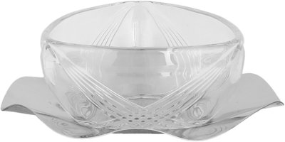 Al Saif Gallery Glass Serving Bowl, 14/9 cm, 2 pieces, Metal Base - Clear Silver product image 2