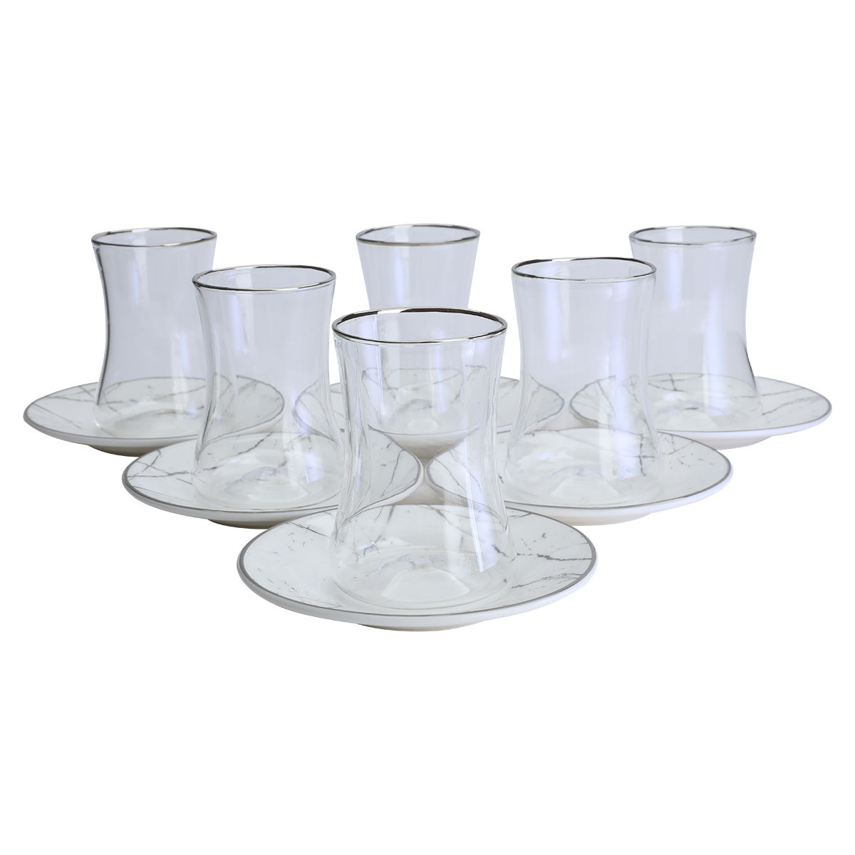 طقم استكانات شاي زجاج السيف غاليري، 12 قطعة - فضي product image