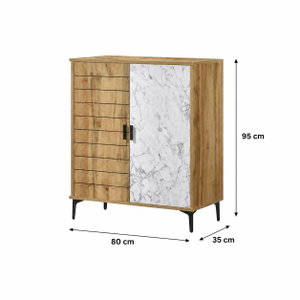Modern MDF wooden buffet, 95×80×35 cm - wooden white product image 2