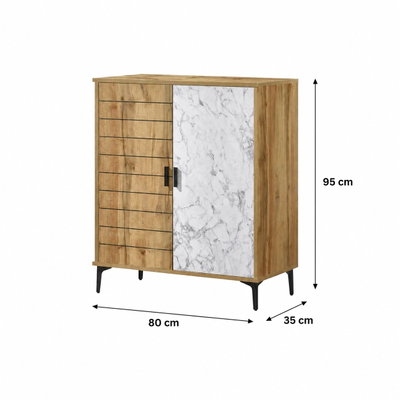 Modern MDF wooden buffet, 95×80×35 cm - wooden white product image 2