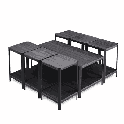 طقم طاولات خشب MDF و معدن، 7 قطع - رمادى اسود product image 3