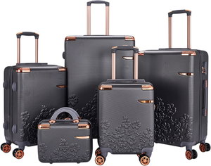 طقم شنط سفر ABS ليمرا، 5 مقاسات، 4 عجلات، زاويه 360 درجة، LMA-16130 - رمادي غامق product image