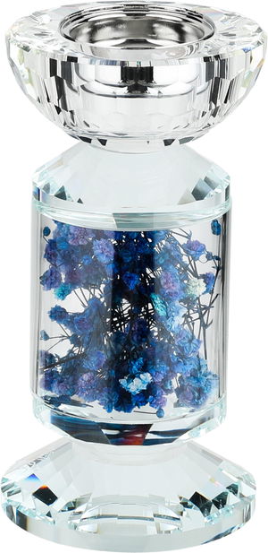 مبخرة زجاج السيف غاليري، مزينة زهور ازرق، 8x8x15 سم - شفاف product image