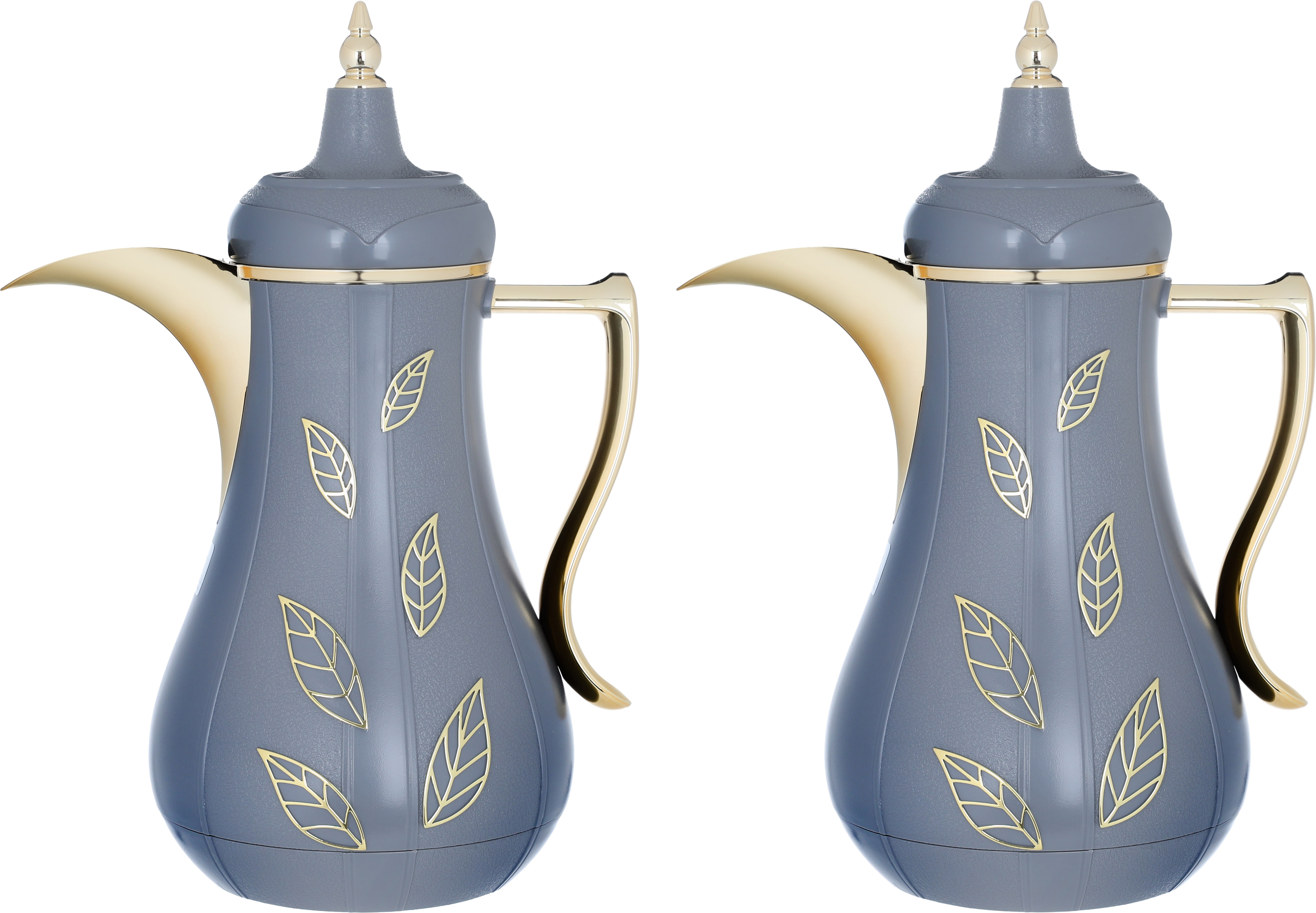 Al Saif Gallery Salma thermos set, 1 liter, golden pattern, thermal glass inner shell, plastic outer shell - dark gray product image 4