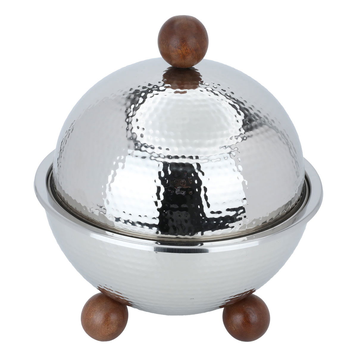 Al Saif Gallery steel serving plate, 34 x 28 x 28 cm, wooden legs - silver product image 2