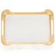 Al Saif Gallery steel tray set with gold edges, 3 pieces, rectangular - white product image 2