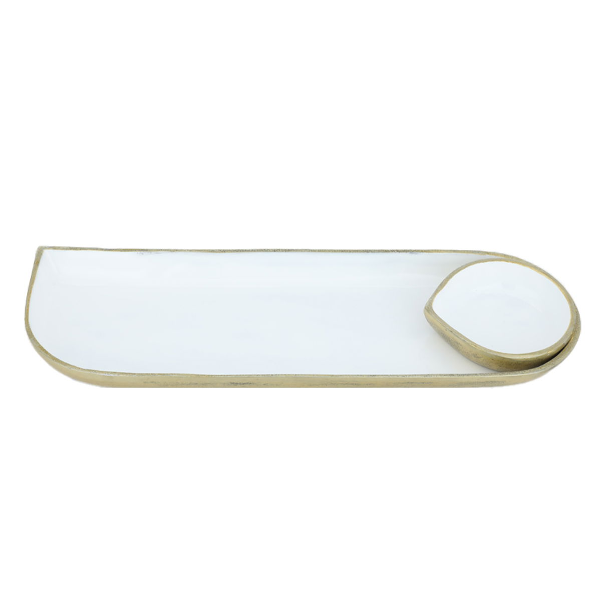 Al Saif Gallery porcelain serving plate, 38.5 x 13 x 3.2 cm, with small bowl - white product image