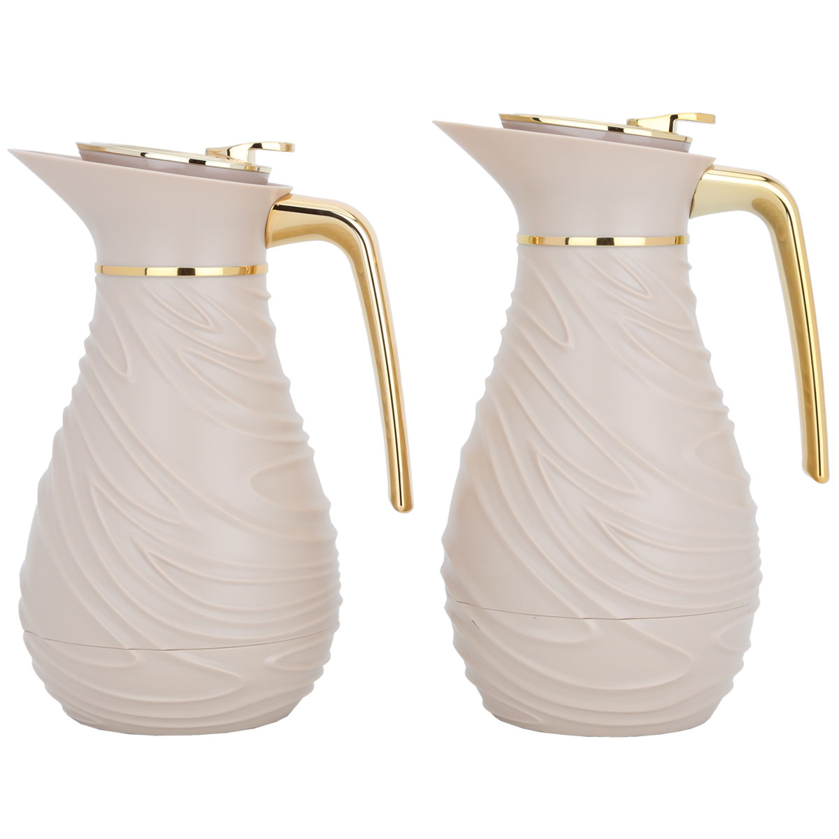 Al Saif Gallery thermos set, 2 pieces, 1/0.75 liter, glass inner container, plastic outer shell - light brown product image