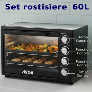فرن مع شواية ارو، 2000 واط، 60 لتر، RO-60EOB - اسود product image 2