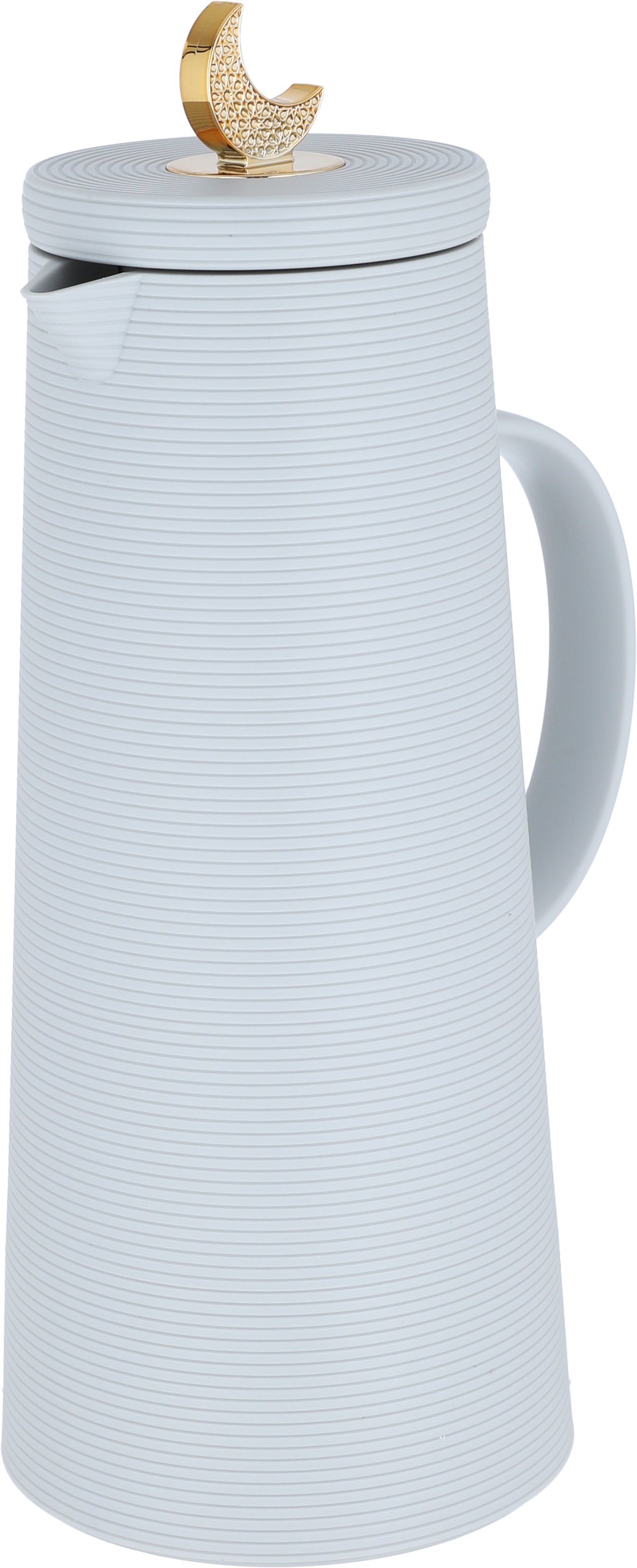 Al Saif Gallery Royal 8 thermos crescent lid, 1 liter, glass inner container, plastic outer shell - light gray product image 3