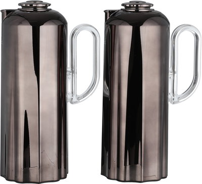 طقم ترامس نجدية السيف غاليري، 1 / 1 لتر، 2 قطعة، حافظة داخلية زجاج، يد شفاف، ضغاط - أسود لامع product image 1