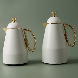Al Saif Gallery Ruwayda thermos set, 1 liter, thermal glass inner container, steel outer shell - white product image