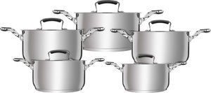 Rocky Steel Cookware Set, 10 Pieces, Silicone Handle - Silver product image 2