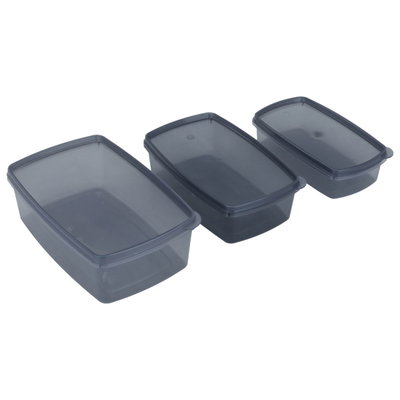 علبة تخزين السيف غاليري، مستطيلة، 1000/700/400 مل، 3 حبات - رمادي product image 3