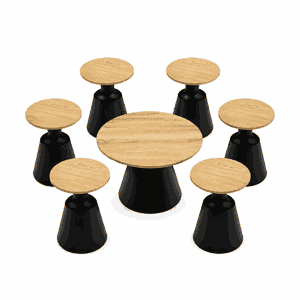 طقم طاولات خشب MDF و معدن، 7 قطع - اسود بني product image 2