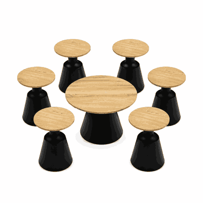 طقم طاولات خشب MDF و معدن، 7 قطع - اسود بني product image 2