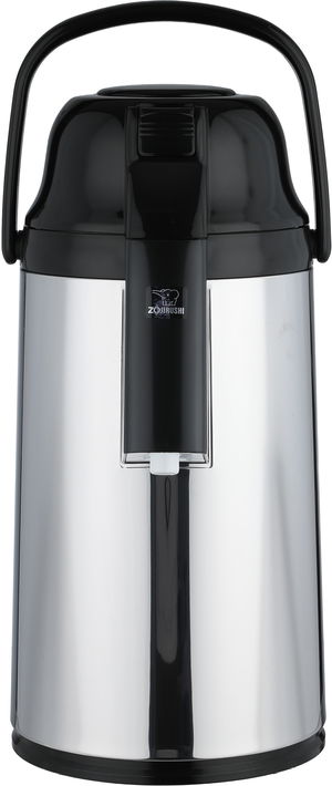 ترمس ابو فيل ياباني زوجرشي، 3 لتر، حافظة داخلية زجاج، هيكل خارجي استيل، ضغاط، مفتاح تأمين، 360 درجة - فضي أسود product image 2