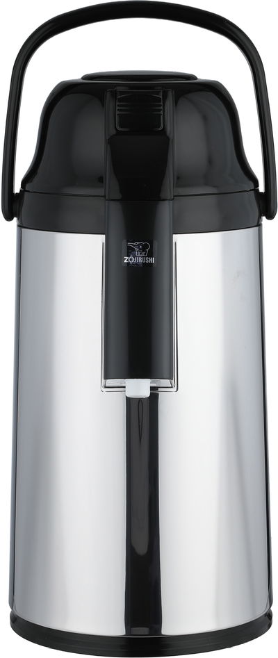 ترمس ابو فيل ياباني زوجرشي، 3 لتر، حافظة داخلية زجاج، هيكل خارجي استيل، ضغاط، مفتاح تأمين، 360 درجة - فضي أسود product image 2
