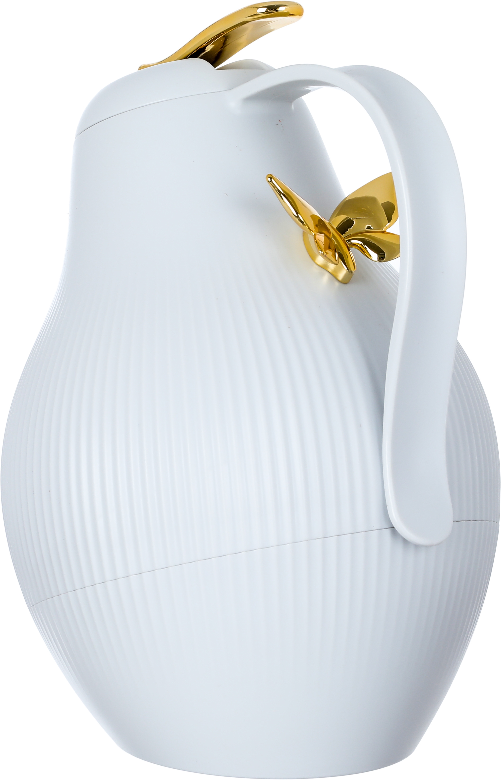 Al Saif Gallery Dora thermos, 1.5 liters, golden butterfly, thermal glass inner container, plastic outer shell - light gray product image 2