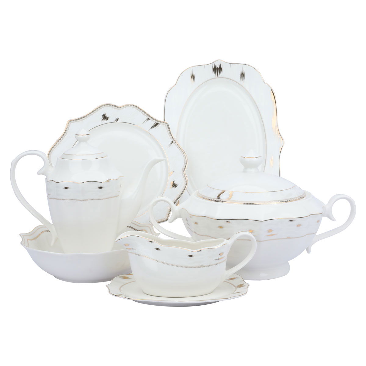 طقم سفرة بورسلان السيف غاليري، 166 قطعة - أبيض product image 1