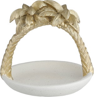 شيالة تقديم جبس السيف غاليري، 16.5x16.5x15 سم، دائري، مسكة يد ذهبي - أبيض ذهبي product image